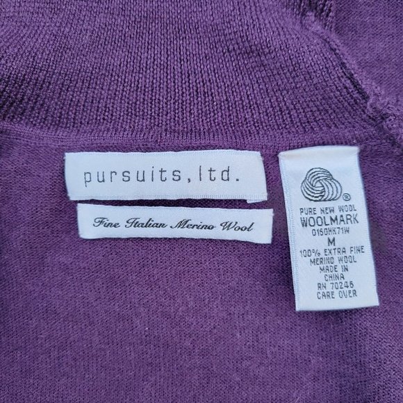 Pursuits Turtleneck Pullover Womens M Fine Italian Merino Wool Purple Capsule - Picture 3 of 6
